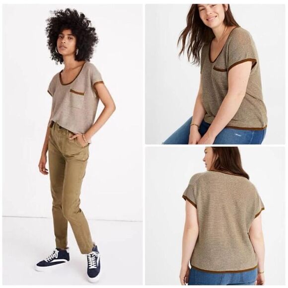 Madewell Tops - Madewell Shirt Womens XL Watermoor Short-Sleeve Sweater In Stripe Round Neck